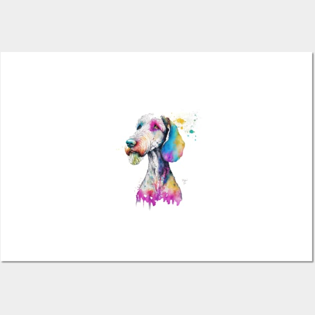 Bedlington Terrier Dog In Watercolor & Pen Wall Art by Oldetimemercan